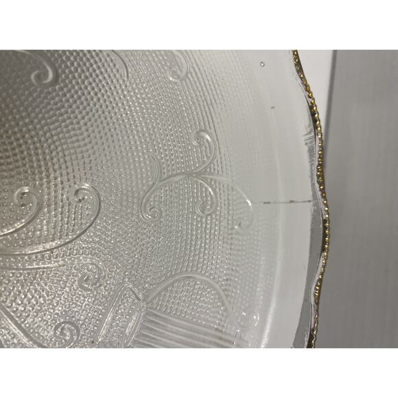 Vintage Harp Pattern By Jeanette 10" Elegant Glass Round Cake Stand Pink Tone - Picture 10 of 11